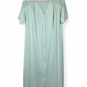 Mint green lace button-down nightgown